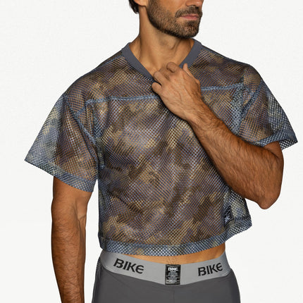 Bike Athletic Mesh Cropped Jersey T-Shirt - Camouflage