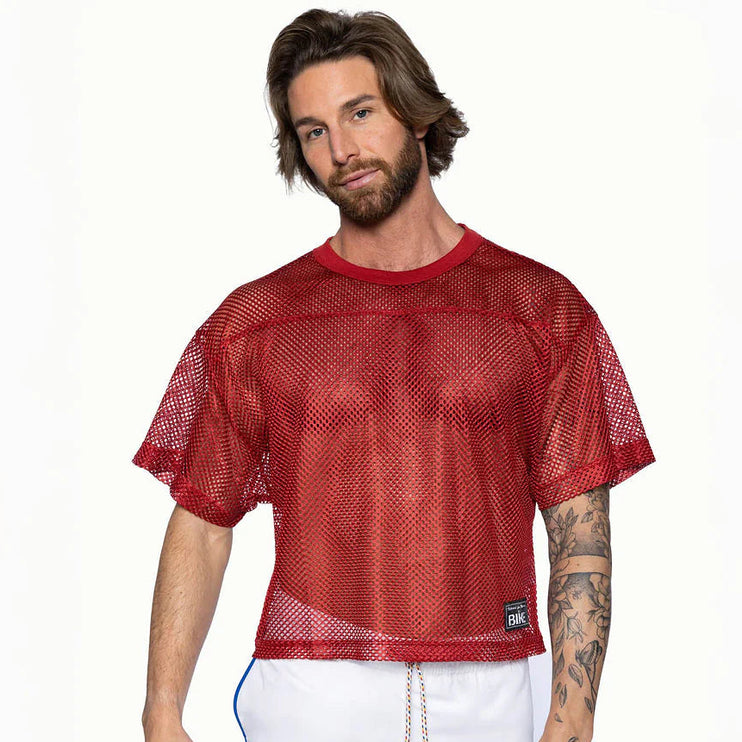 Bike Athletic cropped mesh jersey t-shirt red