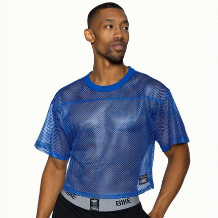 Bike Athletic cropped mesh jersey t-shirt blue