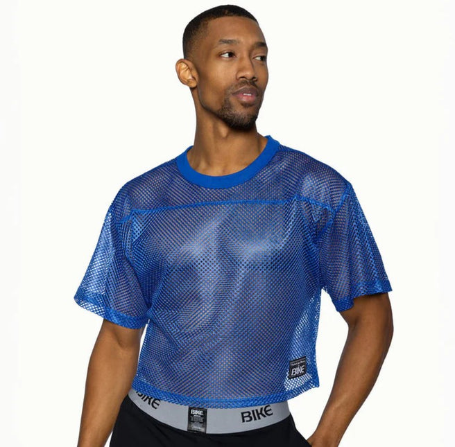 Bike Athletic cropped mesh jersey t-shirt blue