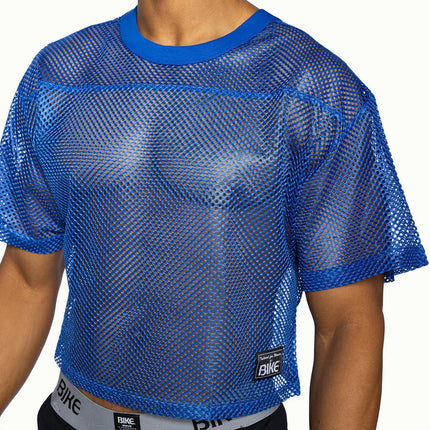 Bike Athletic cropped mesh jersey t-shirt blue