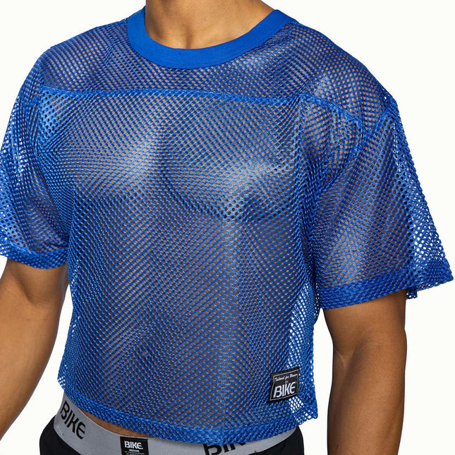 Bike Athletic Mesh Cropped Jersey T-Shirt - Blue