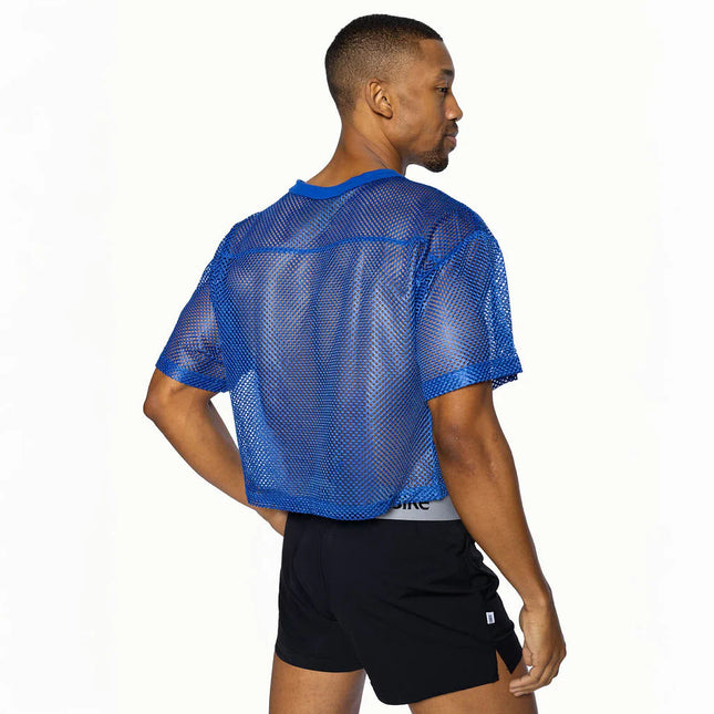 Bike Athletic Mesh Cropped Jersey T-Shirt - Blue