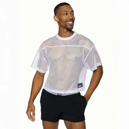 Bike Athletic cropped mesh jersey t-shirt white