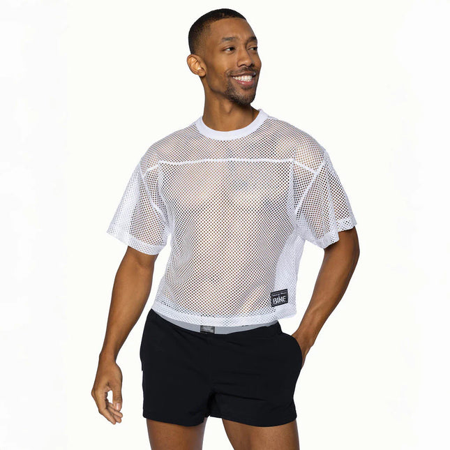 Bike Athletic Mesh Cropped Jersey T-Shirt - White