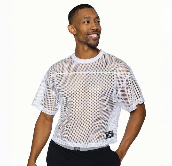 Bike Athletic Mesh Cropped Jersey T-Shirt - White