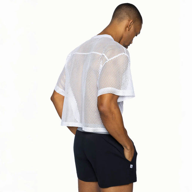 Bike Athletic Mesh Cropped Jersey T-Shirt - White