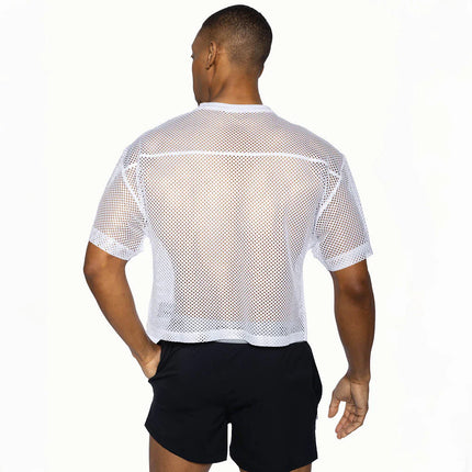 Bike Athletic cropped mesh jersey t-shirt white