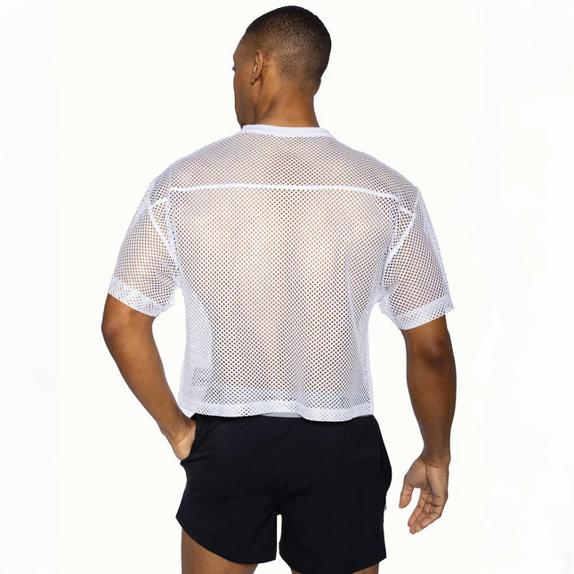 Bike Athletic Mesh Cropped Jersey T-Shirt - White