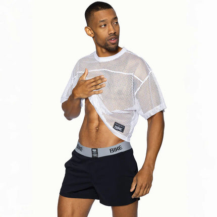 Bike Athletic cropped mesh jersey t-shirt white