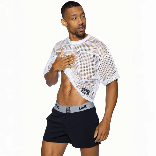 Bike Athletic Mesh Cropped Jersey T-Shirt - White