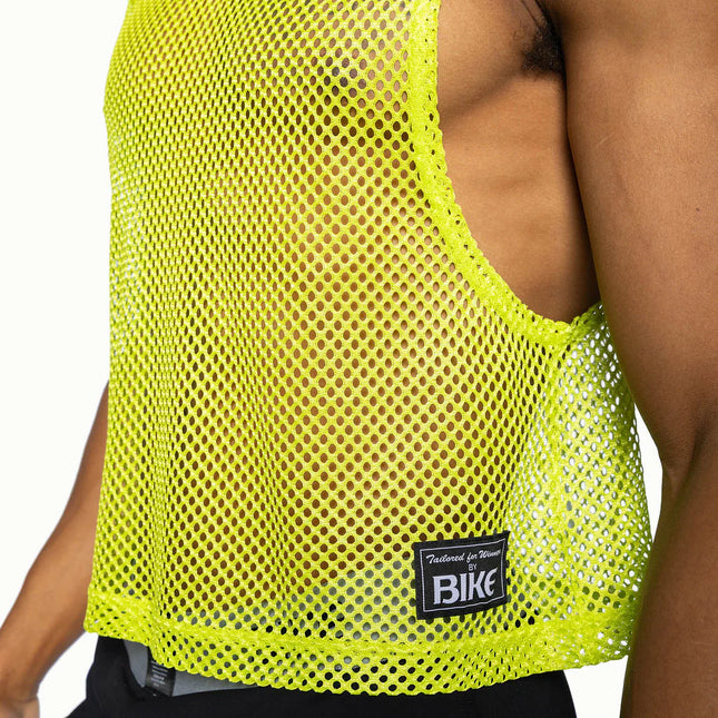 Bike Athletic Cropped Mesh Sleeveless Hoodie - Acid Lime