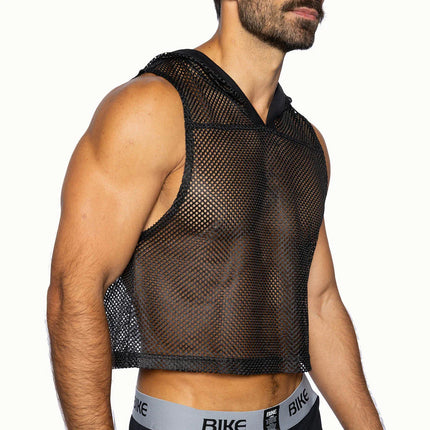 Bike Athletic cropped mesh hoodie black