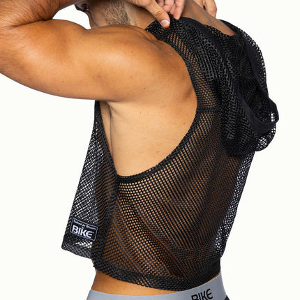 Bike Athletic cropped mesh hoodie black