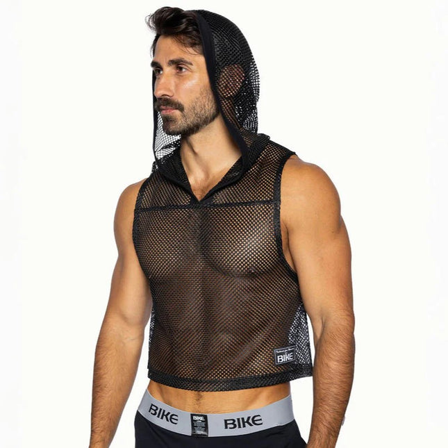 Bike Athletic cropped mesh hoodie black