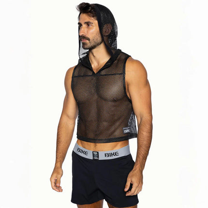 Bike Athletic cropped mesh hoodie black