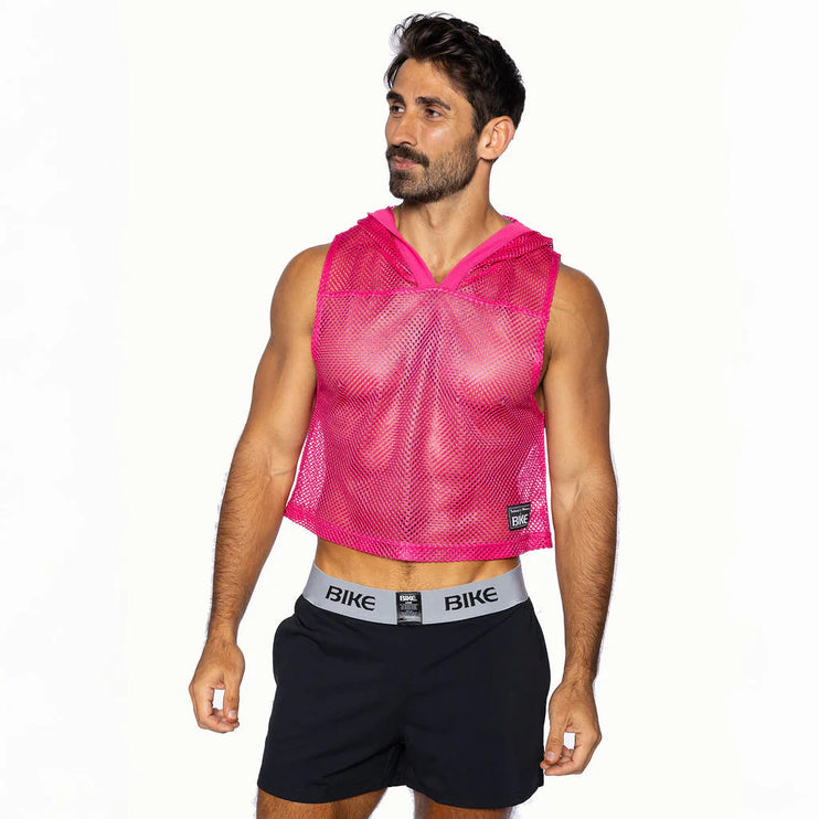 Bike Athletic cropped mesh hoodie hot pink