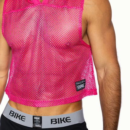 Bike Athletic cropped mesh hoodie hot pink