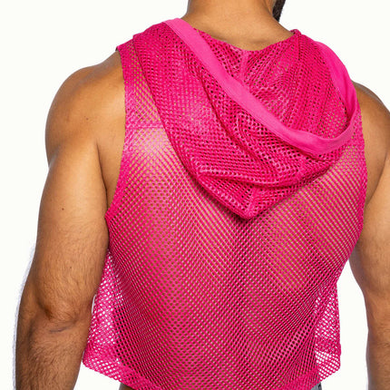 Bike Athletic cropped mesh hoodie hot pink
