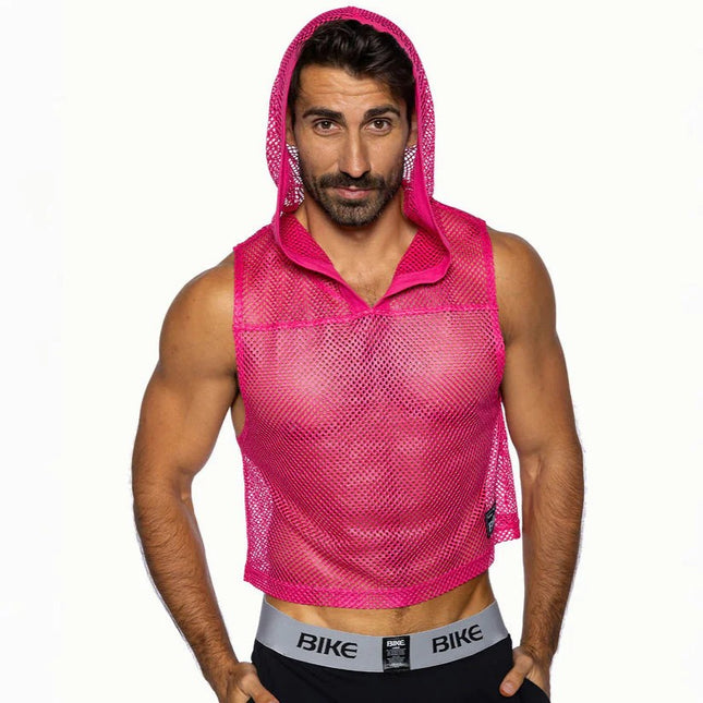 Bike Athletic cropped mesh hoodie hot pink