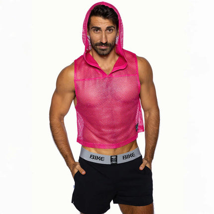Bike Athletic cropped mesh hoodie hot pink