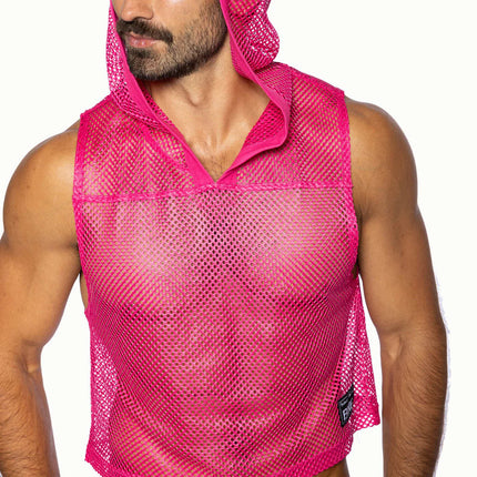 Bike Athletic cropped mesh hoodie hot pink