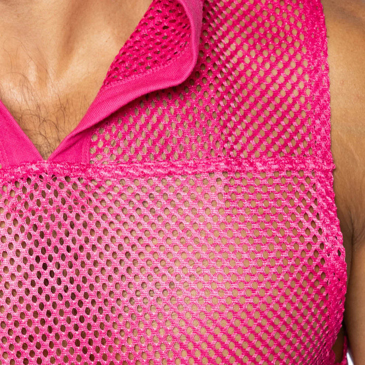 Bike Athletic cropped mesh hoodie hot pink