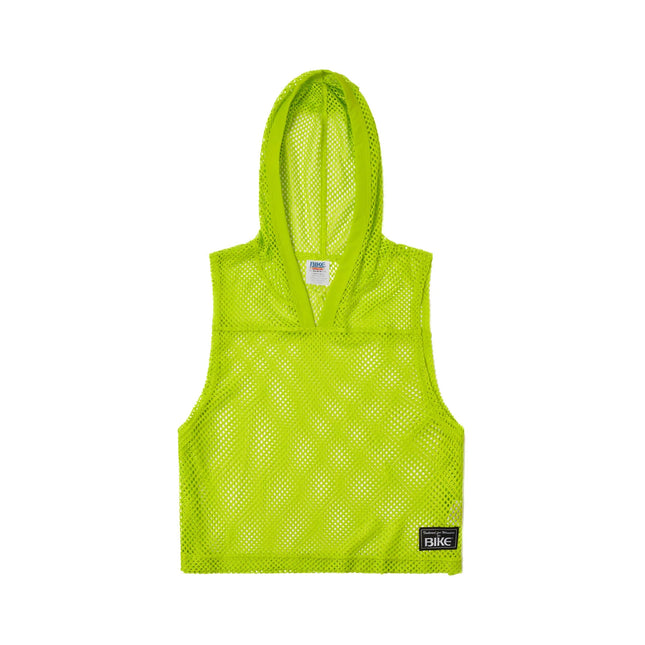 Bike Athletic Cropped Mesh Sleeveless Hoodie - Acid Lime