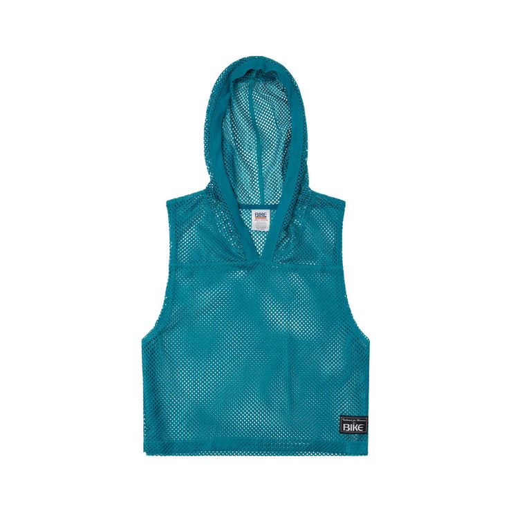 Bike Athletic Cropped Mesh Sleeveless Hoodie - Teal