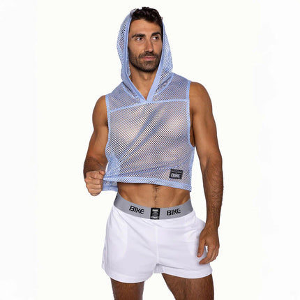 Bike Athletic cropped mesh hoodie ice blue