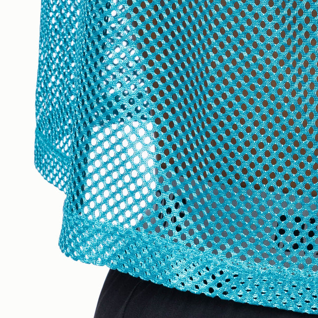 Bike Athletic Cropped Mesh Sleeveless Hoodie - Teal
