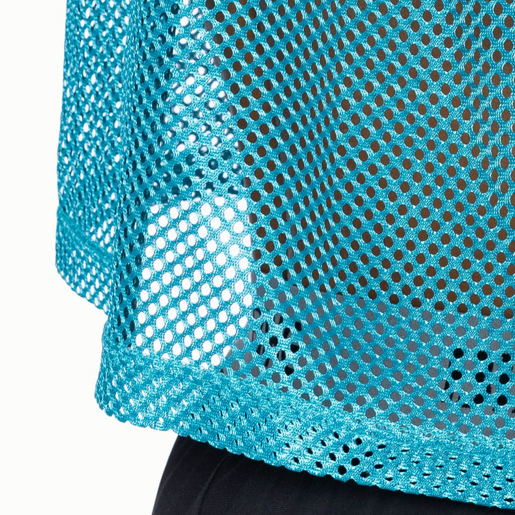 Bike Athletic Cropped Mesh Sleeveless Hoodie - Teal
