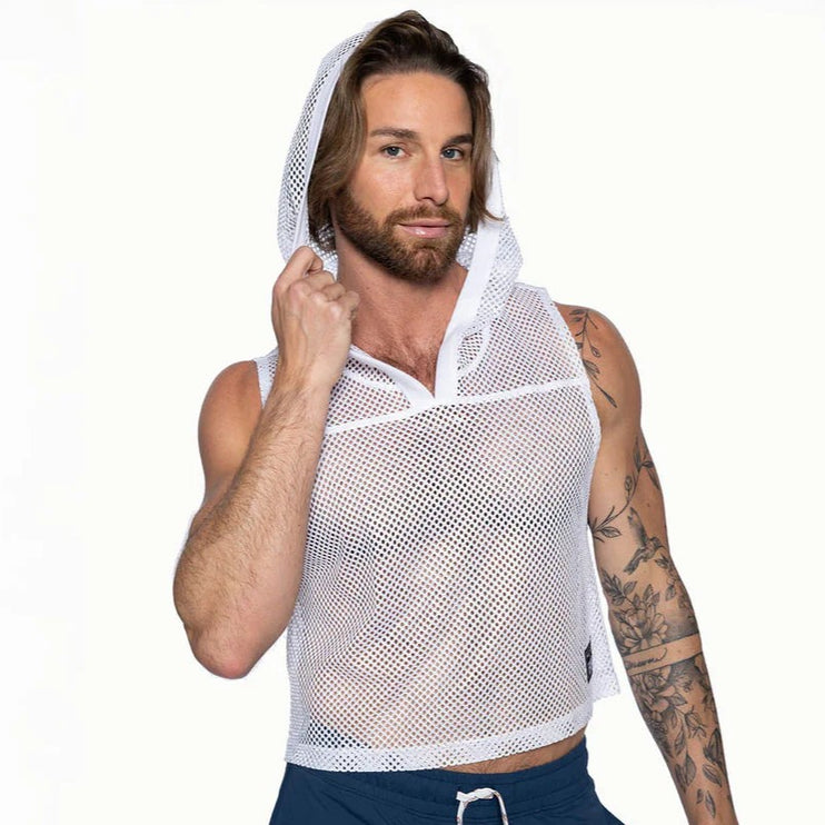 Bike Athletic cropped mesh hoodie white