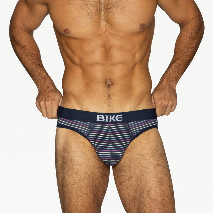 Bike Athletic Cotton Brief - Navy Stripe