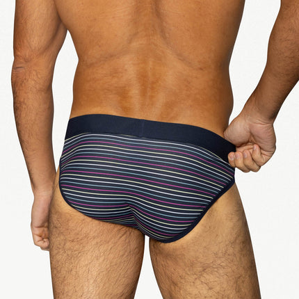 Bike Athletic Cotton Brief - Navy Stripe