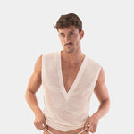 Barcode Berlin Mayo crochet sleeveless v-neck shirt white