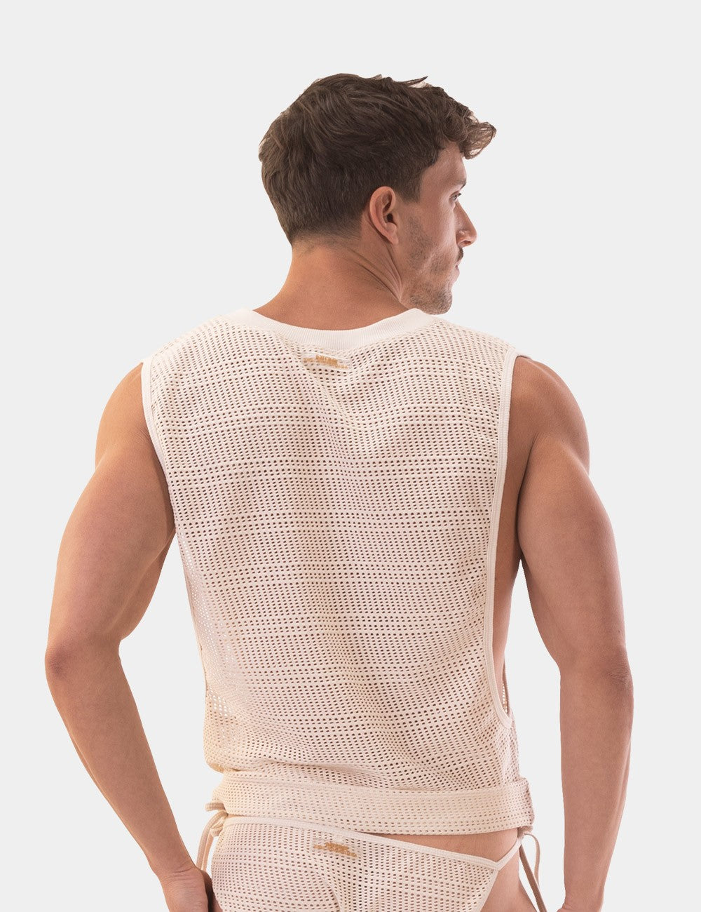 Barcode Berlin Mayo crochet sleeveless v-neck shirt white