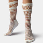 Barcode Berlin Paris fishnet socks white