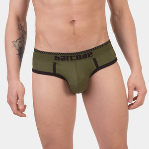 Barcode Berlin Solger ribbed cotton brief army green