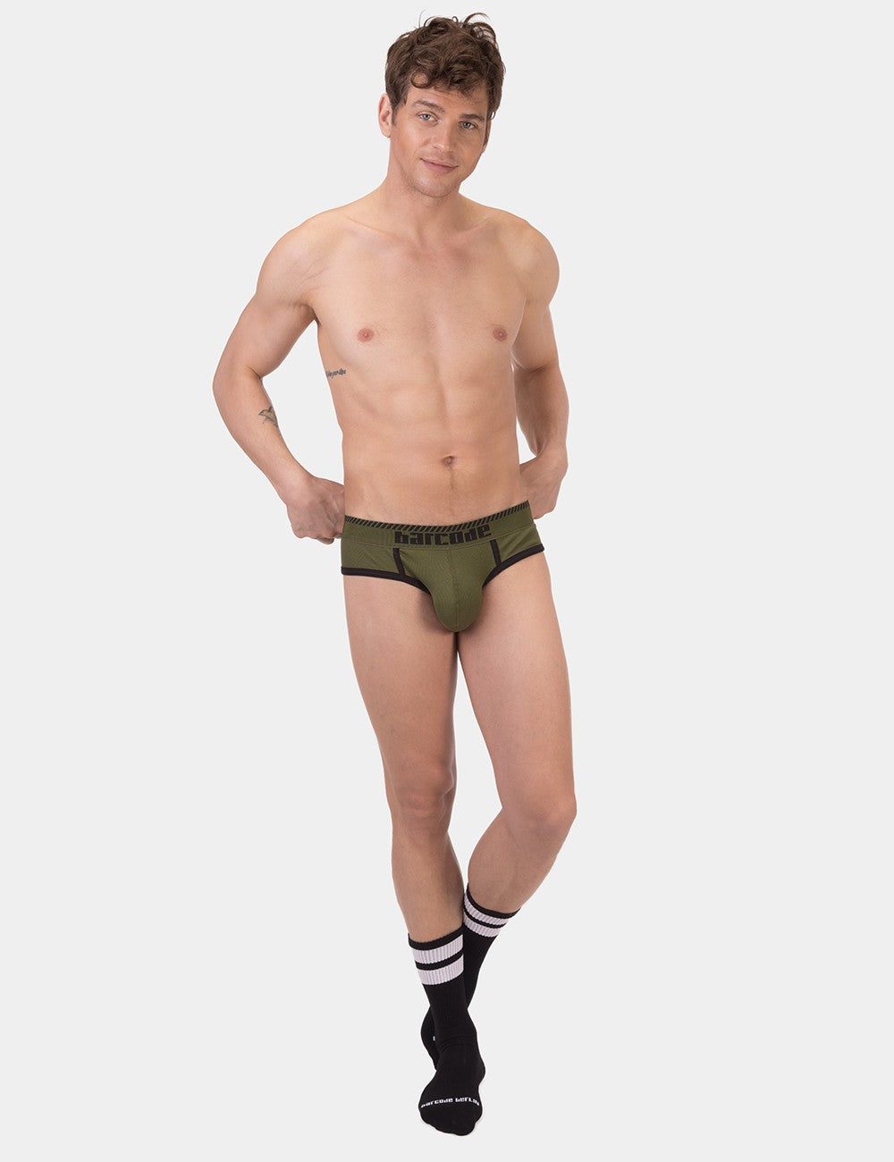 Barcode Berlin Solger ribbed cotton brief army green