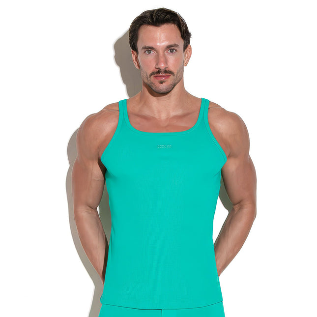 Code 22 Ribbed Cotton Slim-Fit Tank 3302 - Bright Teal