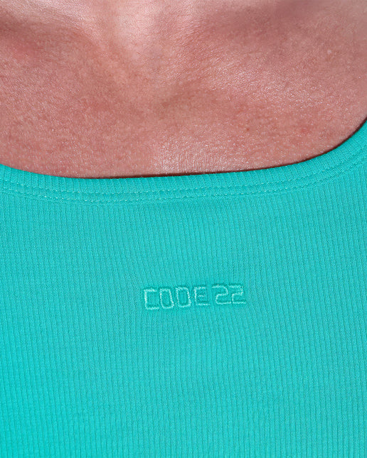 Code 22 Ribbed Cotton Slim-Fit Tank 3302 - Bright Teal