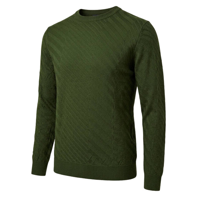 Ron Tomson Textured Crew Neck Sweater - Olive Green