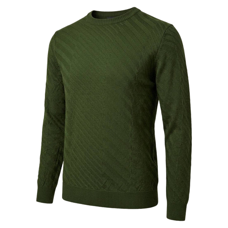 Ron Tomson Textured Crew Neck Sweater - Olive Green