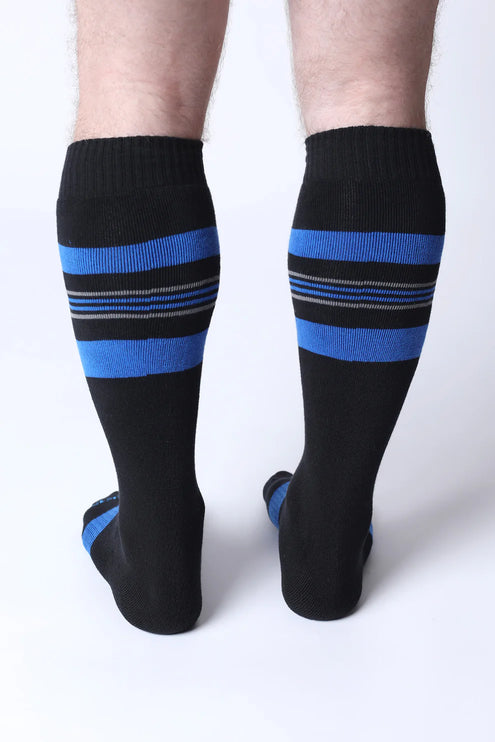 Cellblock 13 Tight End Shadow mens sexy knee-high socks black/blue Egoist Chicago www.egoistunderwear.com 