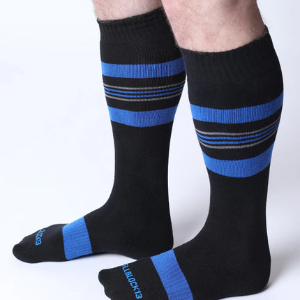 Cellblock 13 Tight End Shadow mens sexy knee-high socks black/blue Egoist Chicago www.egoistunderwear.com 