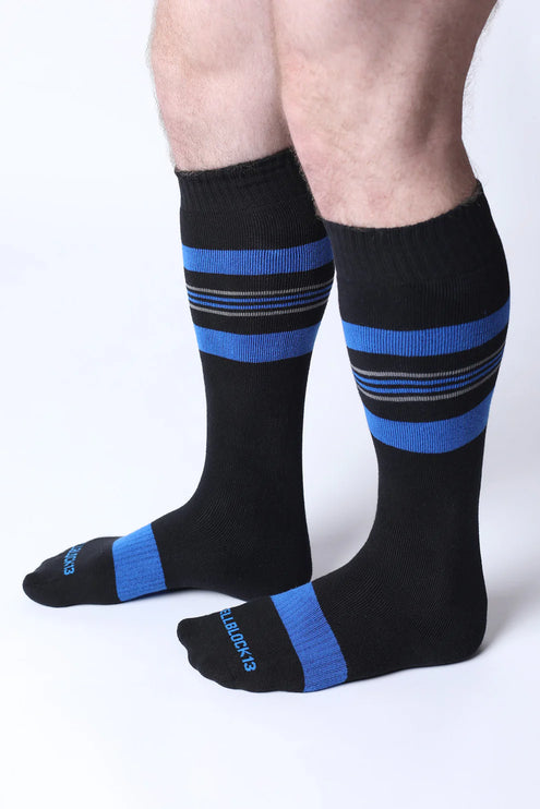 Cellblock 13 Tight End Shadow mens sexy knee-high socks black/blue Egoist Chicago www.egoistunderwear.com 