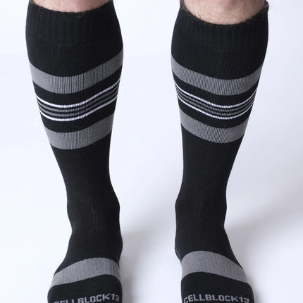 Cellblock 13 Tight End Shadow mens sexy knee-high socks black/grey Egoist Chicago www.egoistunderwear.com 