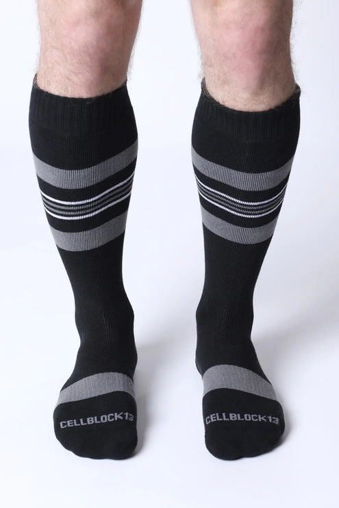 Cellblock 13 Tight End Shadow mens sexy knee-high socks black/grey Egoist Chicago www.egoistunderwear.com 