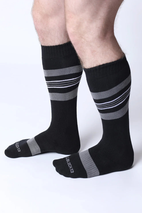 Cellblock 13 Tight End Shadow mens sexy knee-high socks black/grey Egoist Chicago www.egoistunderwear.com 